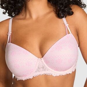 Pink by Victoria’s Secret Wink Lightly Lined Balconette Bra Pink Tulip Fair Isle